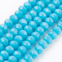 Imperial Glass Crystal Faceted Rondelle Spacer Beads 6x4.5mm Opaque Turquoise Blue x90pc approx