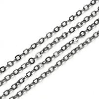 Brass Cable Necklace Chain Flattened Oval Link, Closed Link Soldered, Gunmetal Black x10m