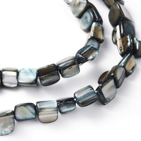 Sea Shell Squared Chip Beach Beads, 16 inch strand, Black