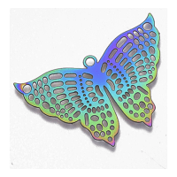 Stainless Steel Rainbow Filigree Butterfly Pendant 26x38x0.3mm x1pc