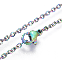Rainbow Stainless Steel Cable Chain (2.5x2mm Flattened Link) Necklace 19.7 inch (50cm) x1