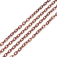 Brass Cable Necklace Chain Flattened Oval Link, Closed Link Soldered, Antiqued Copper x10m