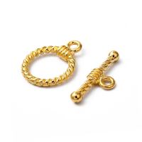 Bright Gold, Twisted Wire Bali Style Toggle Clasp, 19x14mm Ring, 20mm Bar, x10 clasp sets