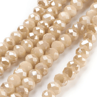 Imperial Glass Faceted Rondelle Spacer Beads 6x4.5mm Latte Jade AB x90pc approx
