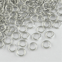 Aluminium Jump Rings, Silver, Open, 8mm (6mm id) 1.0mm/18ga approx 200 Pack