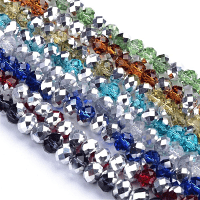Imperial Crystal Roundelle Beads 8x6mm Assorted Transparent Half Silvered Jewels Mix (70pc approx)