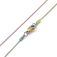 Rainbow Stainless Steel Serpentine Chain (0.8x0.4mm Link) Necklace 15.75 inch (40cm) x1