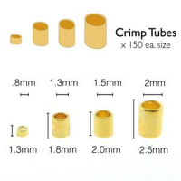 Gold Crimp Tube Beads Assort Size 0.8mm 1.3mm 1.5mm 2mm, 600 approx Basic Elements by Beadsmith