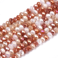 Imperial Glass Faceted Rondelle Micro Spacer Beads 3x2.5mm Coral n' Ivory Mix AB x180pc approx