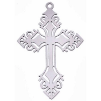 Stainless Steel Silver Filigree Gothic Celtic Cross Pendant 40x25x0.3mm x1pc