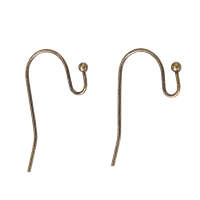 Antique Bronze Boho Gold Ball End Earring Hooks Brass Ear Wire Findings, 25 pairs (x50pc)