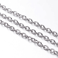 Cable Necklace Chain Link Necklace Chain Link 4x3mm Open Link Non Soldered, Platinum Silver x500cm
