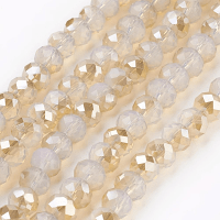 Imperial Glass Faceted Rondelle Spacer Beads 6x4.5mm Milky Apollo Shimmer Jade AB x90pc approx