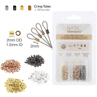 Crimp Tube Beads, Crimp Size #3, 2mm OD, 1.5mm ID, 600 approx, Assort Colour, Basic Elements by Beadsmith