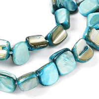 Sea Shell Squared Chip Beach Beads, 16 inch strand, Blue
