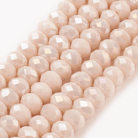 Imperial Glass Faceted Rondelle Spacer Beads 6x4.5mm Soft Peachy Jade AB x90pc approx