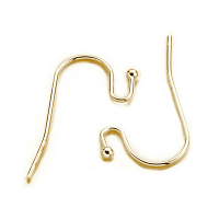 Gold Colour Ball End Earring Hooks Brass Ear Wire Findings, 25 pairs (x50pc)