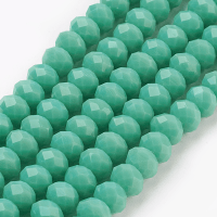 Imperial Glass Crystal Faceted Rondelle Spacer Beads 6x4.5mm Opaque Turquoise Green x90pc approx