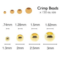 Gold Crimp Round Beads Assort Size 0.74mm 1.28mm 1.5mm 1.8mm, 600 approx Basic Elements by Beadsmith