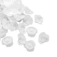Lucite Flowers 16x14x7.5mm Tea Rose Frosted Button / Bead 30pc Ice White