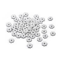 Bali Tibetan Style Daisy Spacer Beads, 4.5mm Bright Silver, x100pc