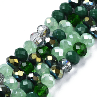 Imperial Glass Faceted Rondelle Spacer Beads 6x4.5mm Spring Greens Mix AB x90pc approx