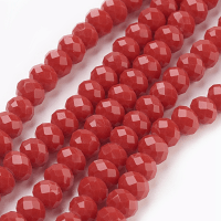 Imperial Glass Crystal Faceted Rondelle Spacer Beads 6x4.5mm Opaque Red x90pc approx