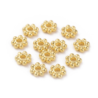 Bali Tibetan Style Bright Gold Daisy Spacer Beads, 4.5x1.5mm x100pc